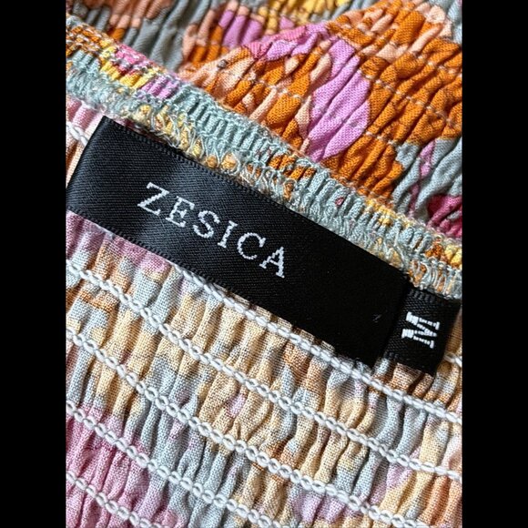 Jesica Dress Medium Womens Multicolor Abstract Floral Midi / Maxi Smocked - Picture 6 of 7